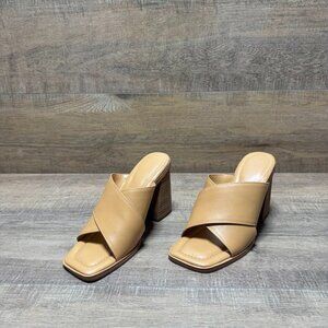 Marc Fisher LTD Barli Tan Leather Slide Heel Shoes Women's Size 7.5